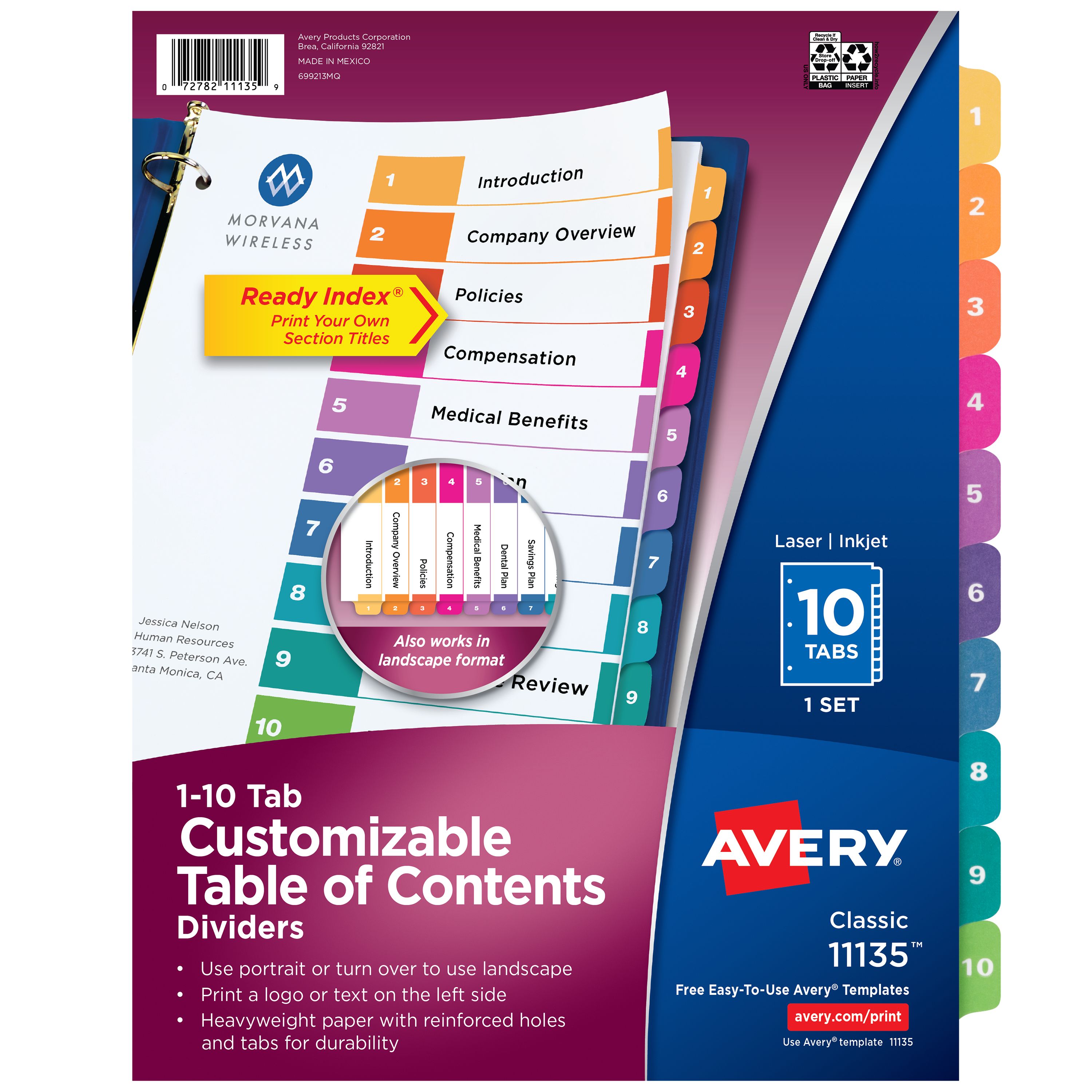 Ready Index® Dividers, 10 Tab Sets 11135 | Avery